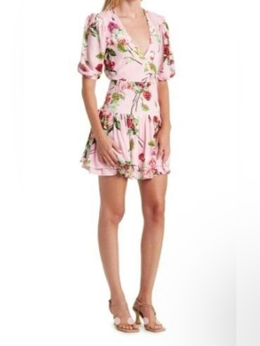 AFRM Joanna Smoked Waist Floral Print Mini Dress Sz Large